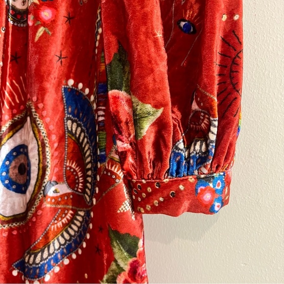 FARM Rio Mystic Red Velvet Midi Dress Size XS - Picture 6 of 14